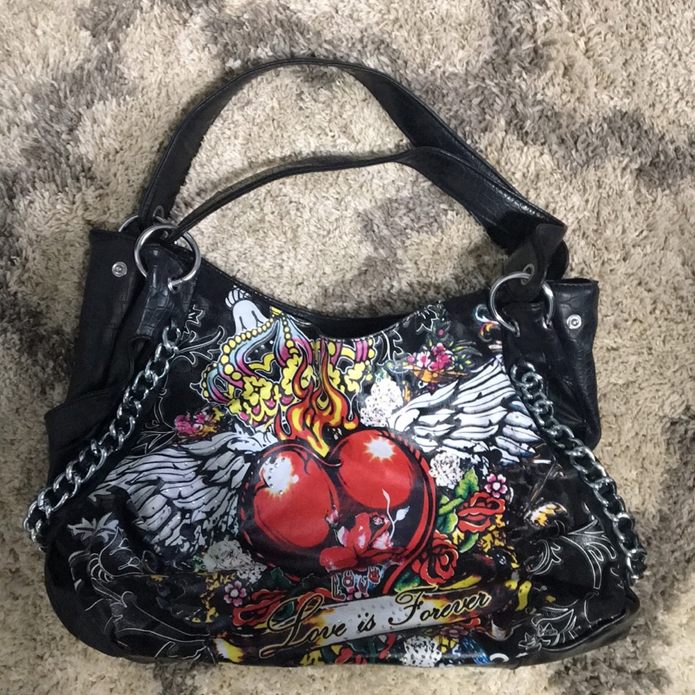 Women’s black tattoo purse